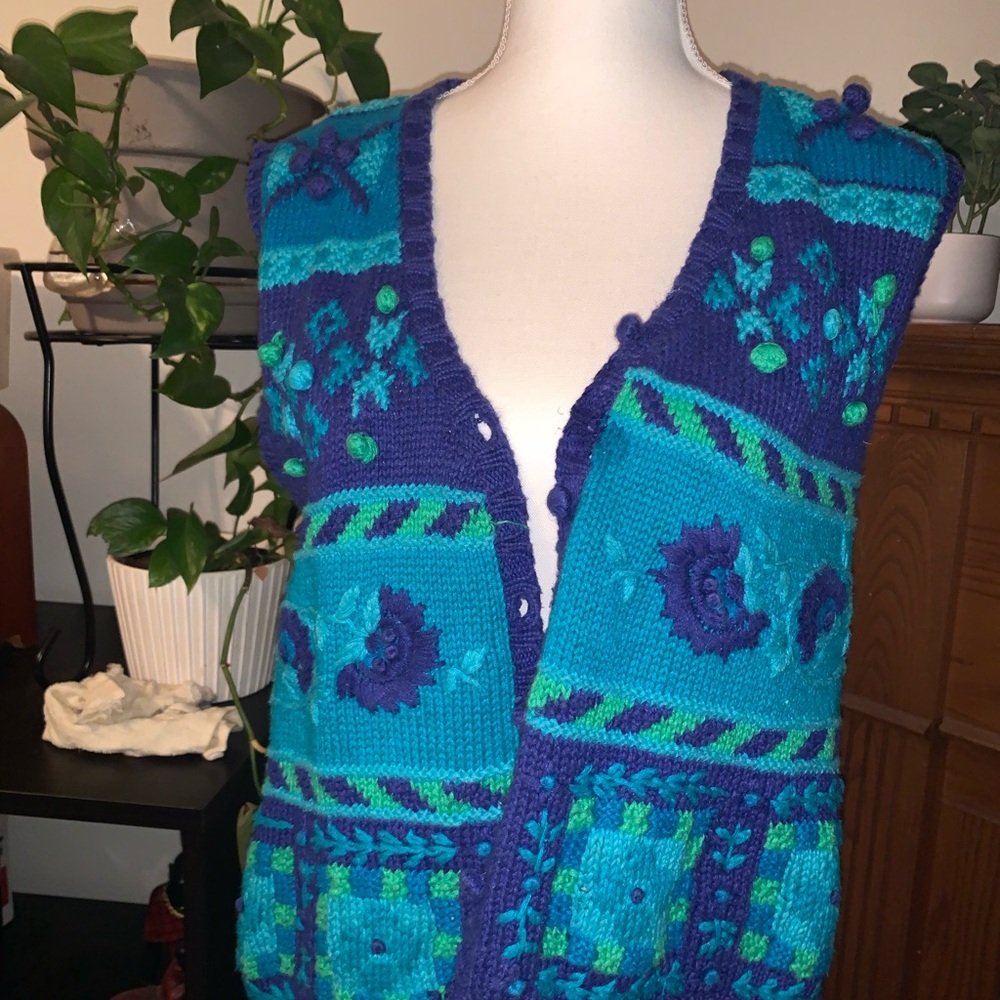Blue and Purple Women's Sweater Vest